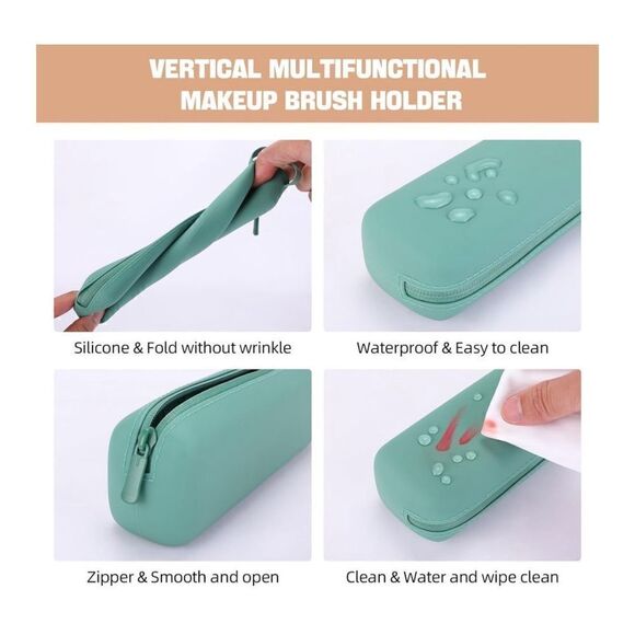 Silicone Makeup Brush Holder Travel Cosmetic Bag/ROSE INC Fan Eyeshadow Brushes - Picture 5 of 7